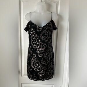Elegant Black and Silver Sequin Dress